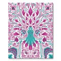 Teal Magenta Whimsical Peacock Swirl Rug
