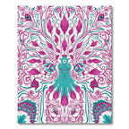 Teal Magenta Whimsical Peacock Swirl Rug