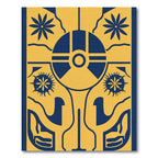 Bold Navy Yellow Floral Sunburst Rug
