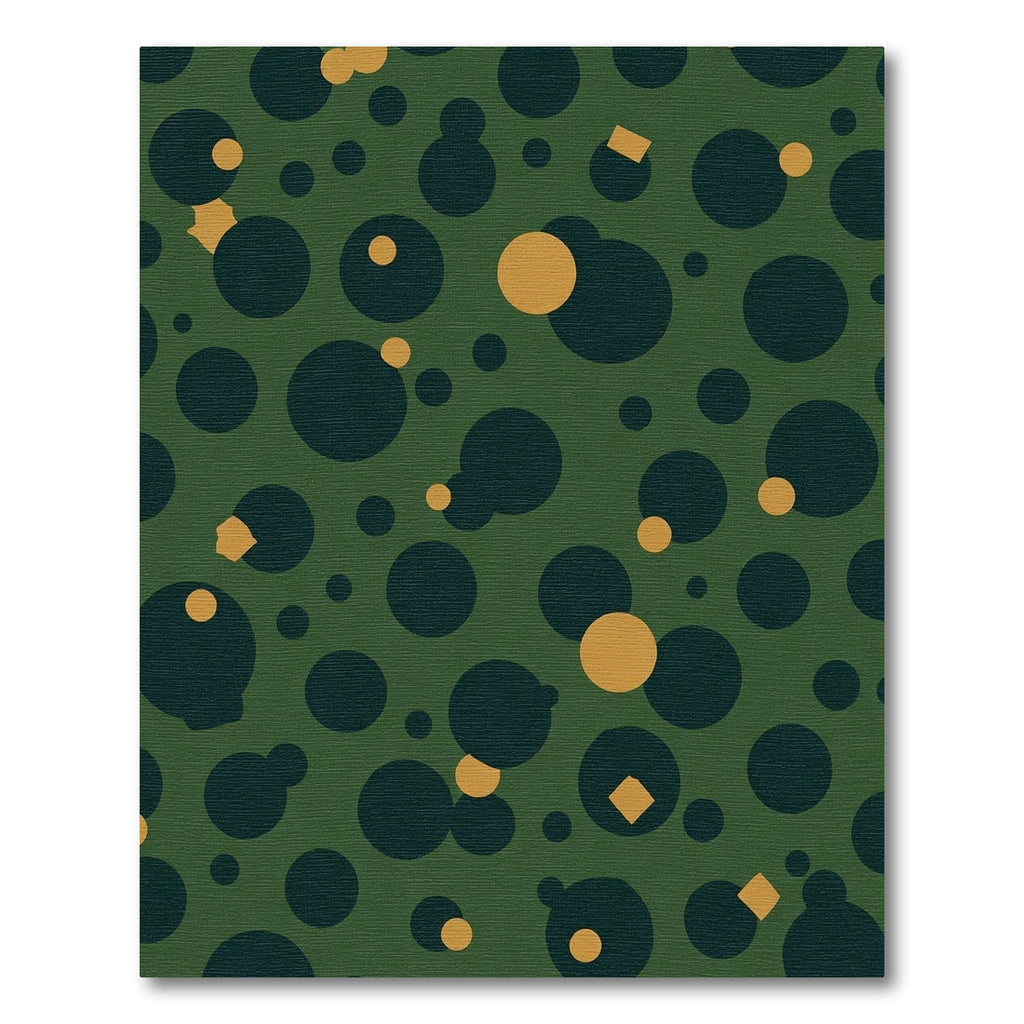 Dark Green Scattered Circles and Diamonds Rug