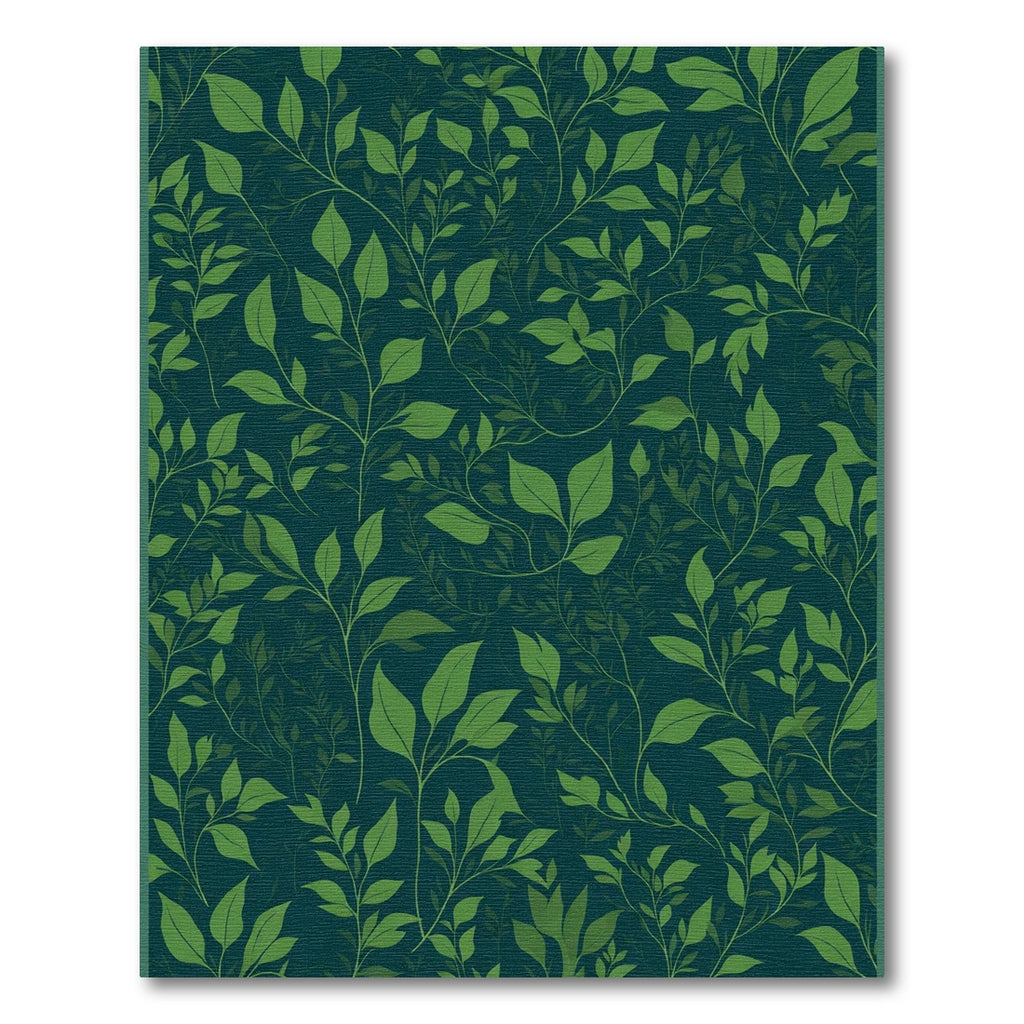 Deep Green Leafy Vine Garden Rug