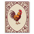 Maroon Floral Rooster Frame Rug