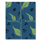 Navy Blue Vine Silhouette Leaf Rug