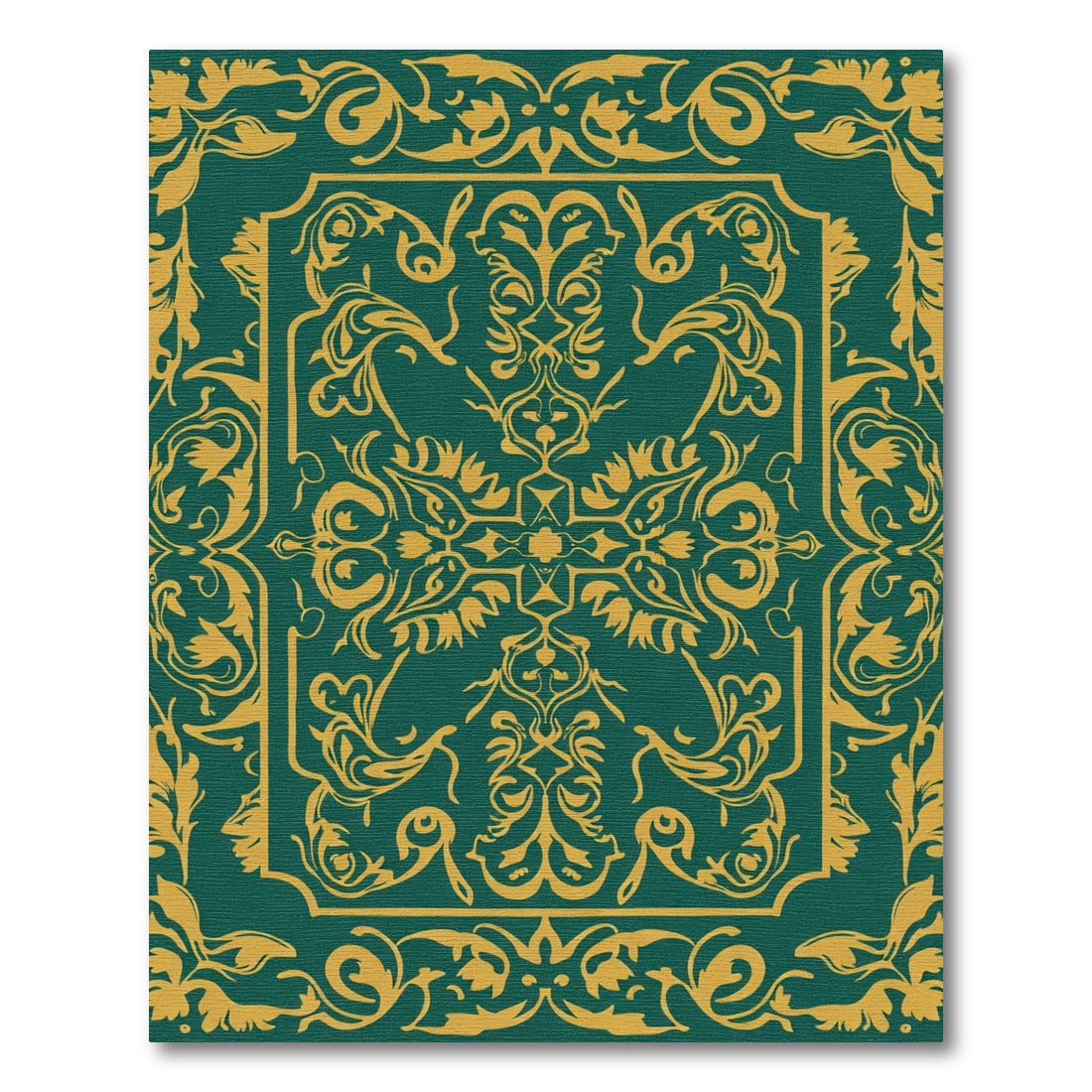 Emerald Gold Ornate Scroll Rug