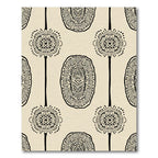 Cream Black Oval Medallion Mandala Rug