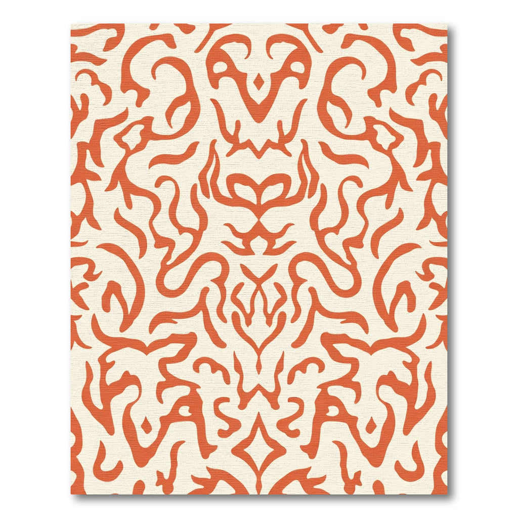Orange Ivory Organic Abstract Swirl Rug