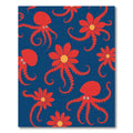 Red Octopus Floral Marine Accent Rug