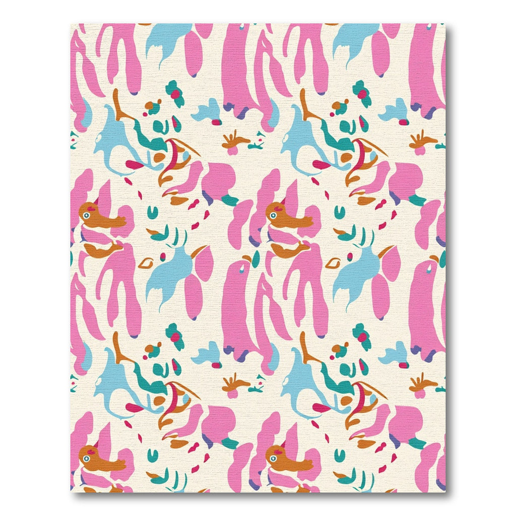 Whimsical Abstract Pink Blue Organic Shapes Rug