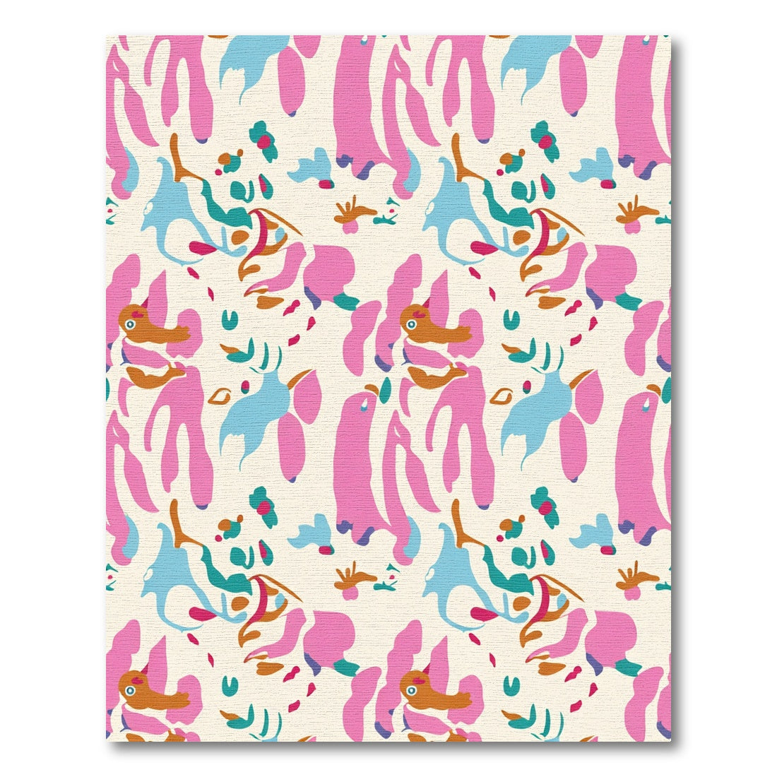 Whimsical Abstract Pink Blue Organic Shapes Rug