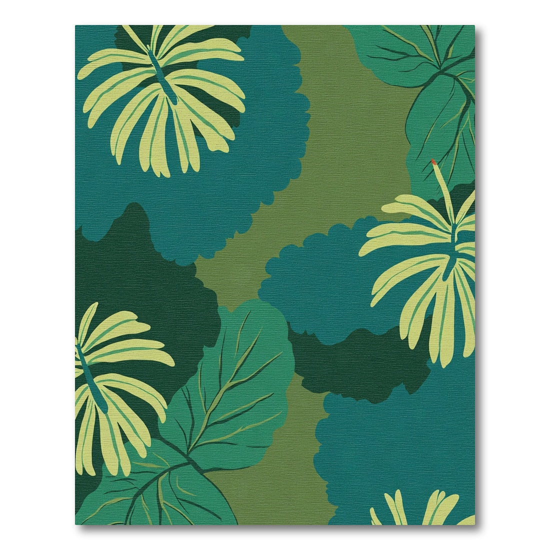 Emerald Teal Tropical Leaf Collage Rug