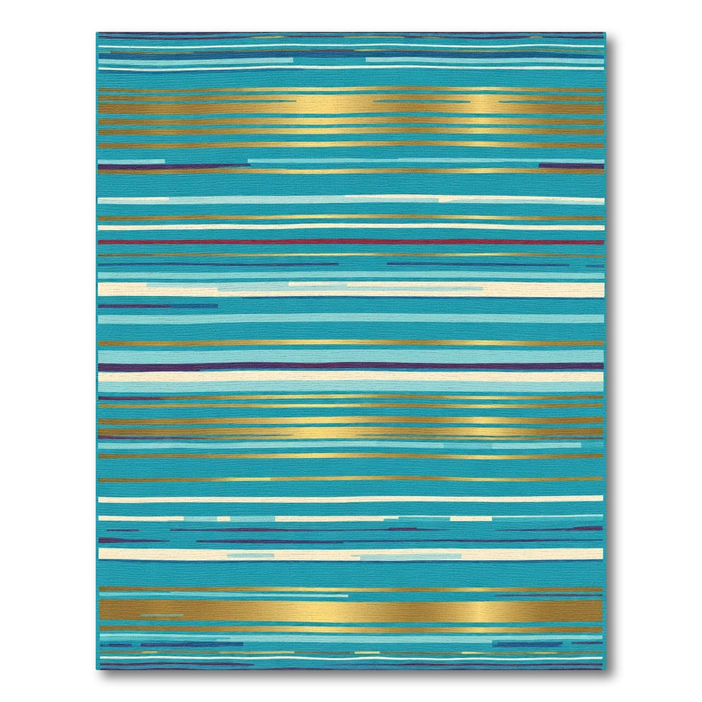 Aqua Gold Contemporary Stripe Accent Rug