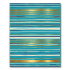 Aqua Gold Contemporary Stripe Accent Rug