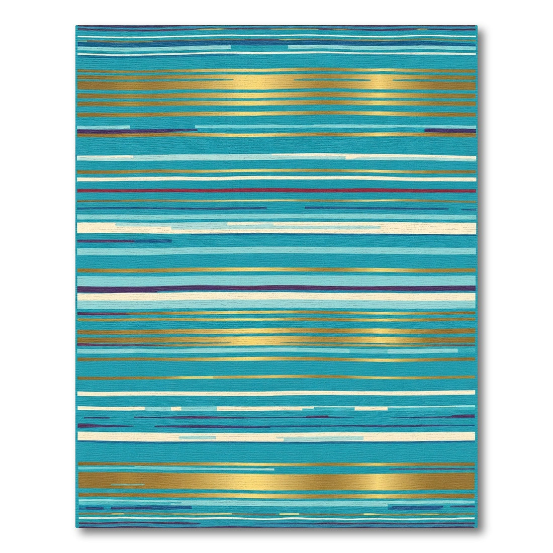 Aqua Gold Contemporary Stripe Accent Rug