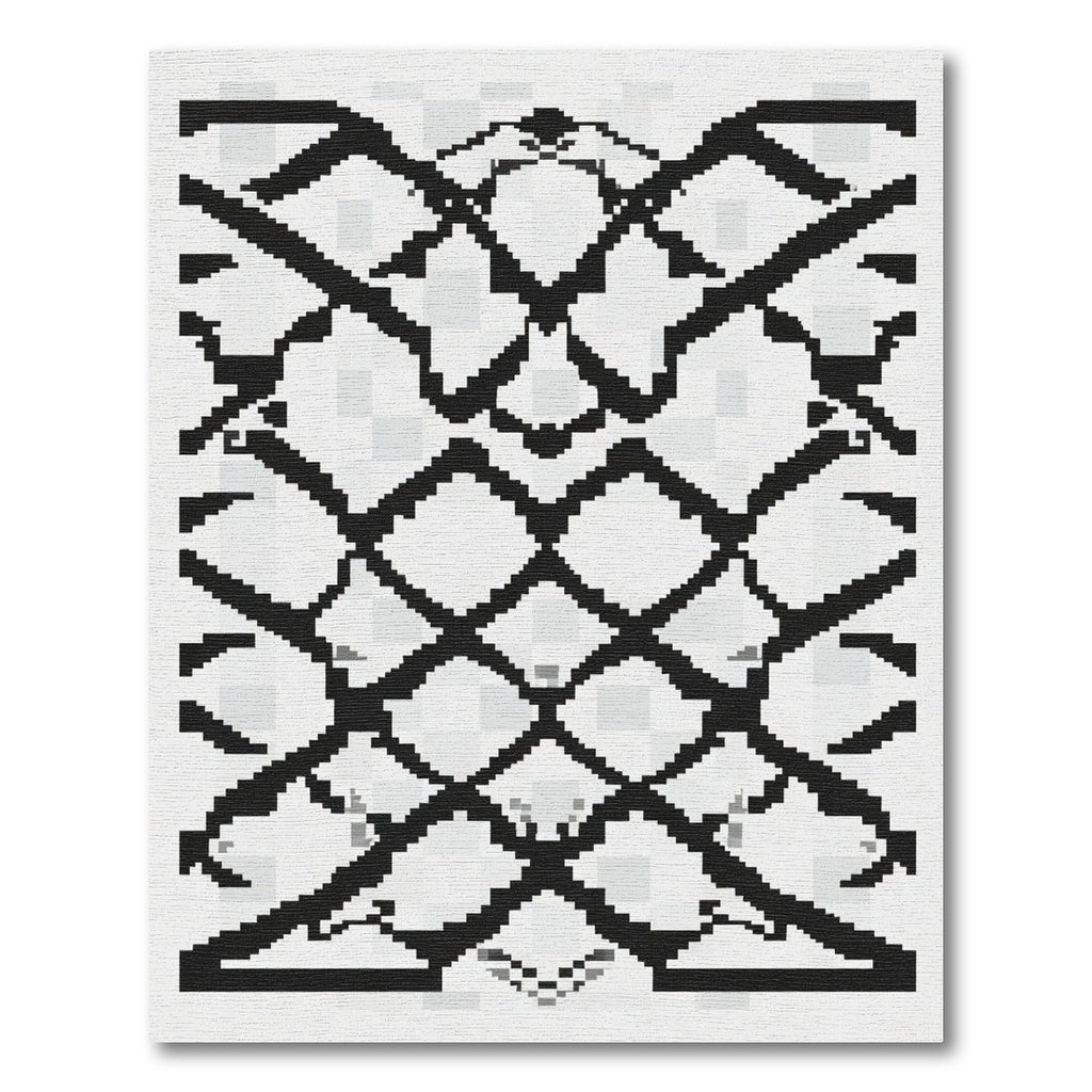 Black White Interlocking Geometric Rug