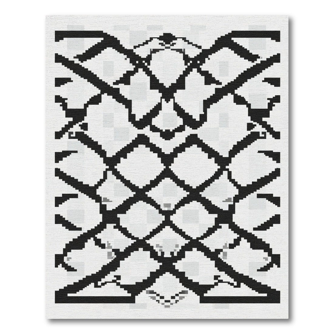 Black White Interlocking Geometric Rug