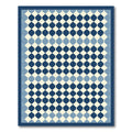 Navy Blue Geometric Diamond Border Rug