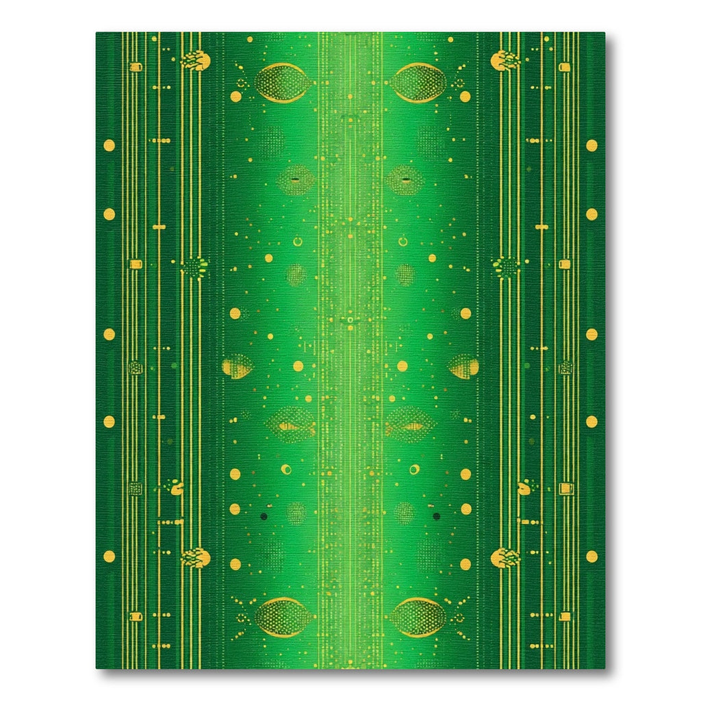 Emerald Green Circuit Board Stripes Rug