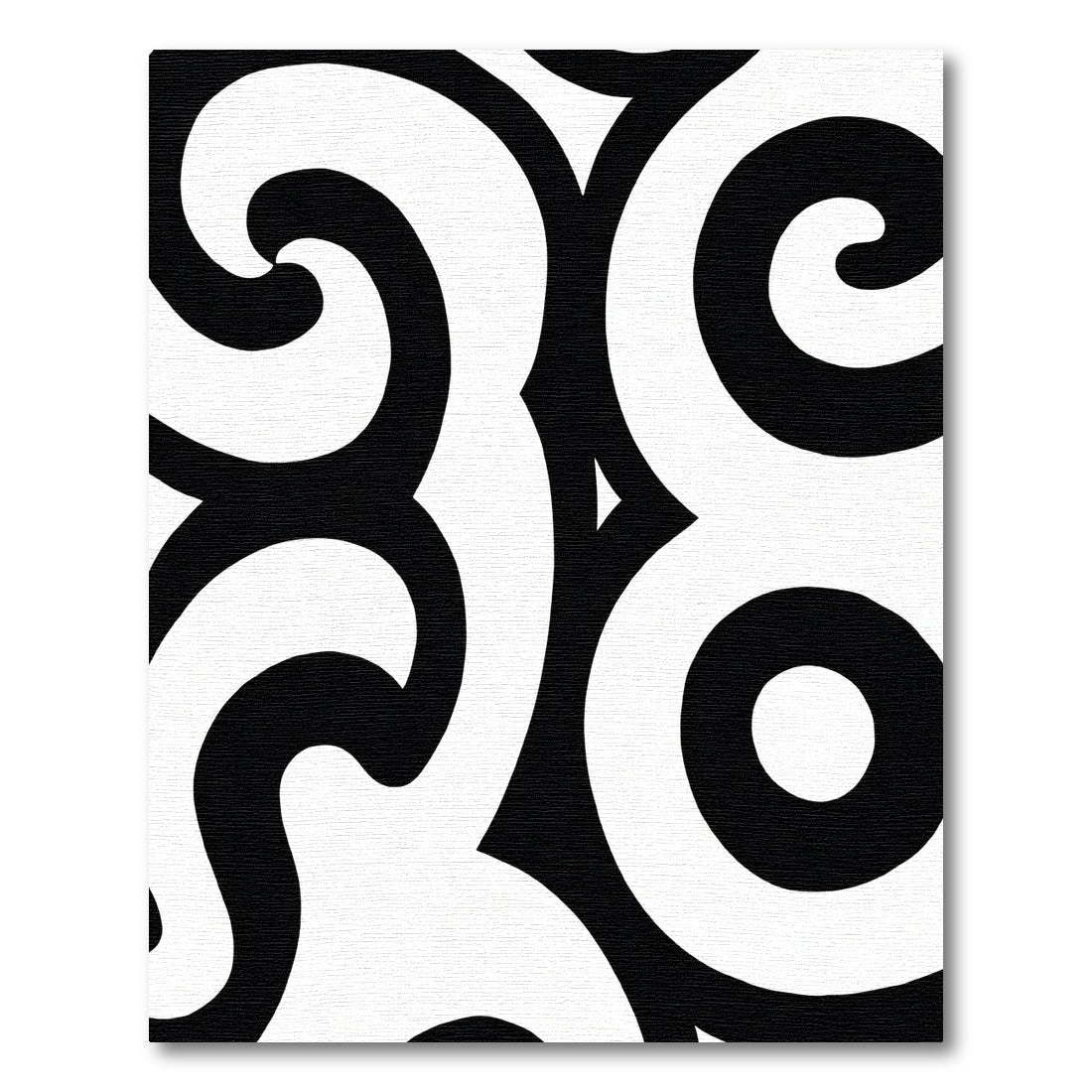 Bold Black White Swirl Organic Rug