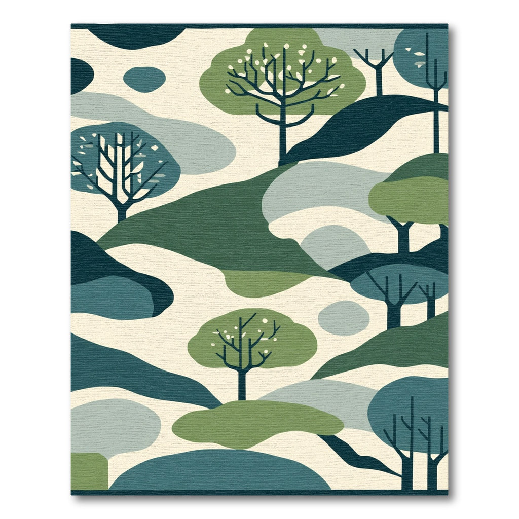 Abstract Forest Trees Ivory Rug