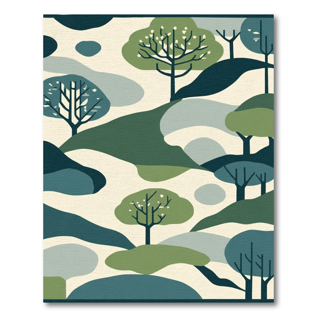 Abstract Forest Trees Ivory Rug