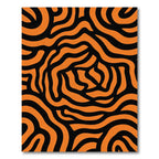 Orange Black Wavy Abstract Lines Rug