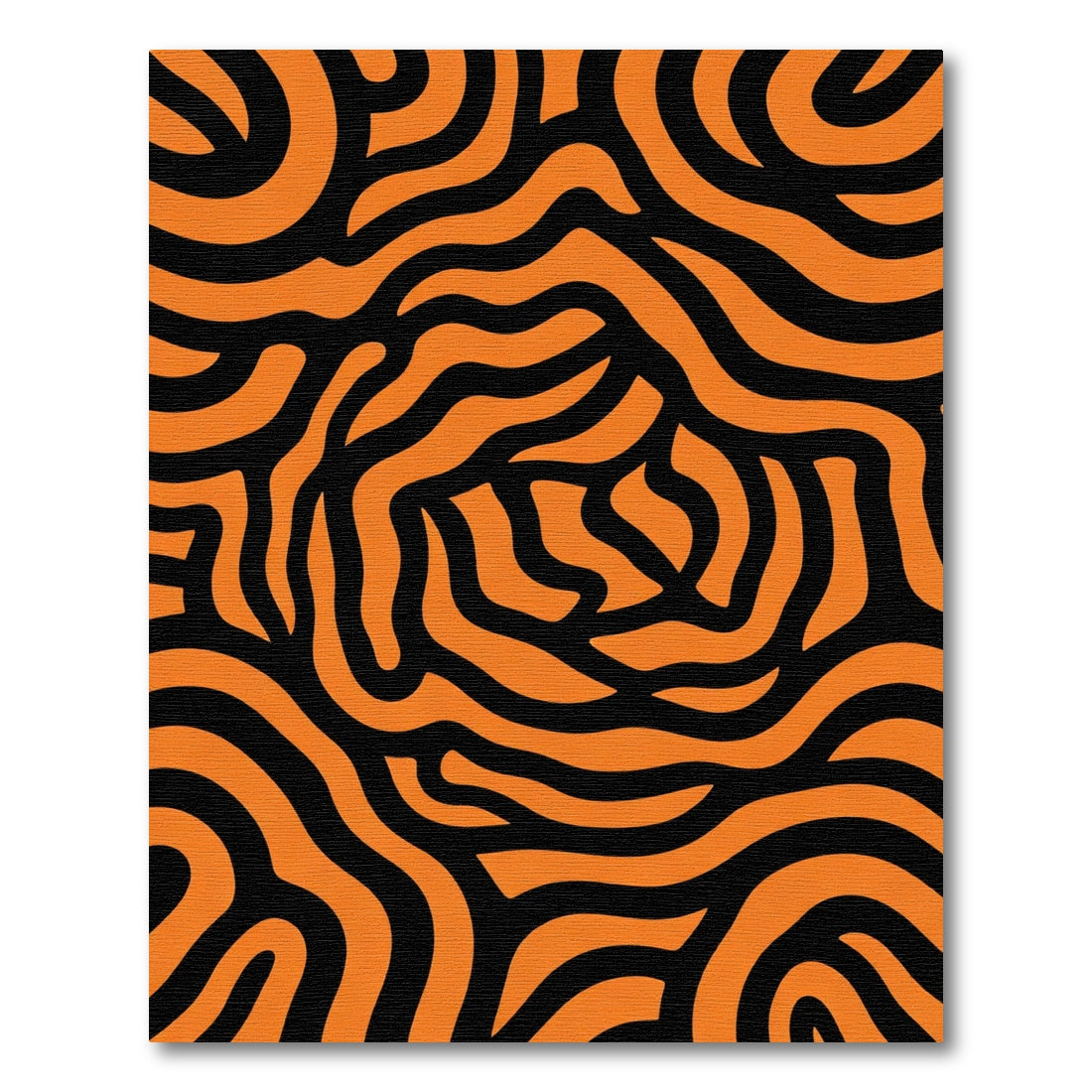Orange Black Wavy Abstract Lines Rug