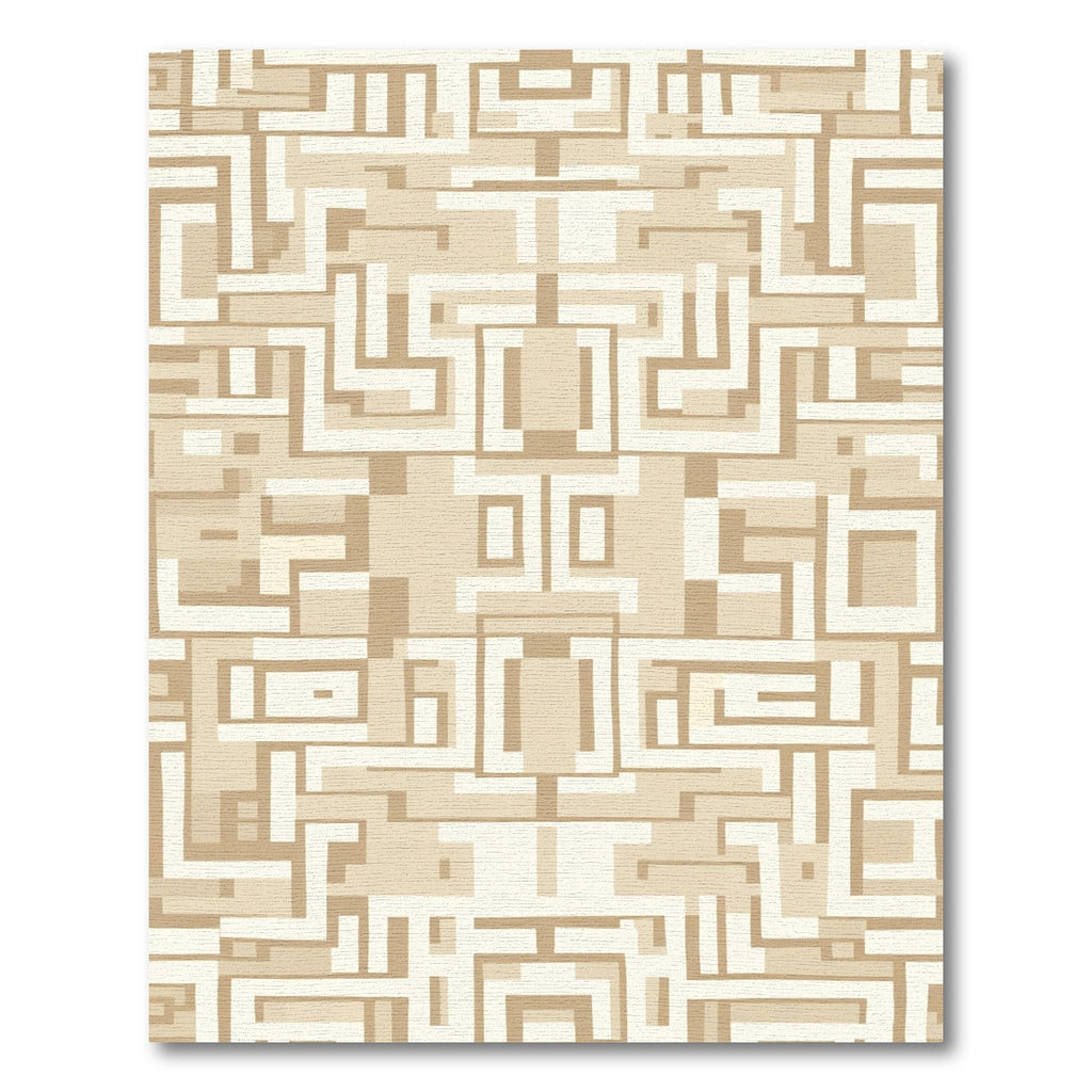 Beige Abstract Geometric Maze Rug