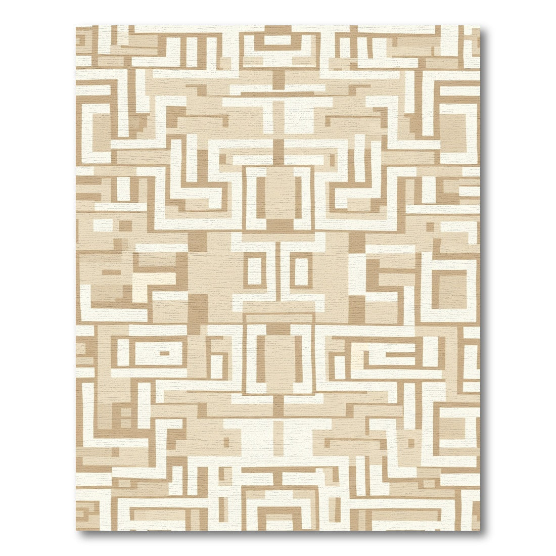 Beige Abstract Geometric Maze Rug