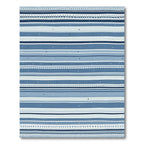 Striped Blues And Whites With Dot Accents Rug
