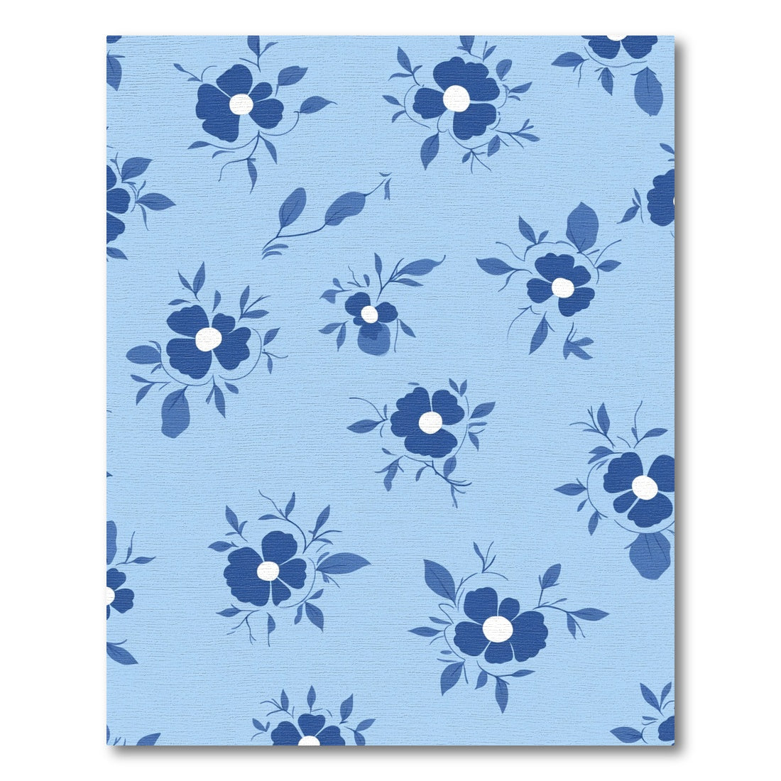 Classic Blue Floral Branch Arrangement Rug