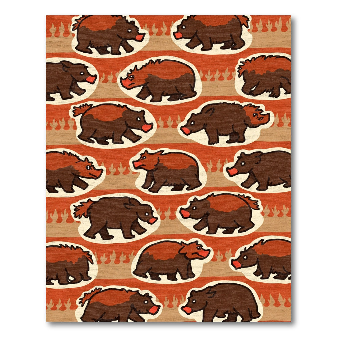 Brown Bears With Red Noses Fire Rug