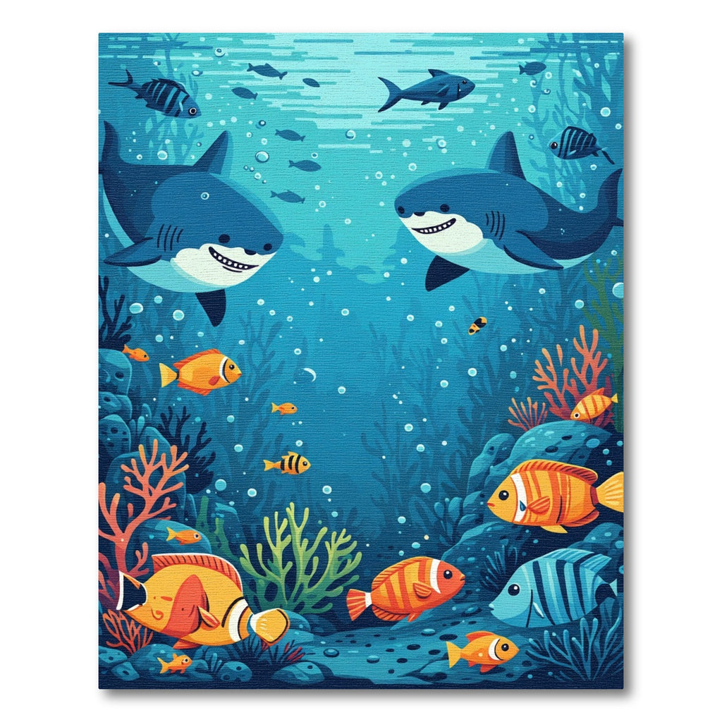Friendly Sharks And Coral Reef Fish Rug