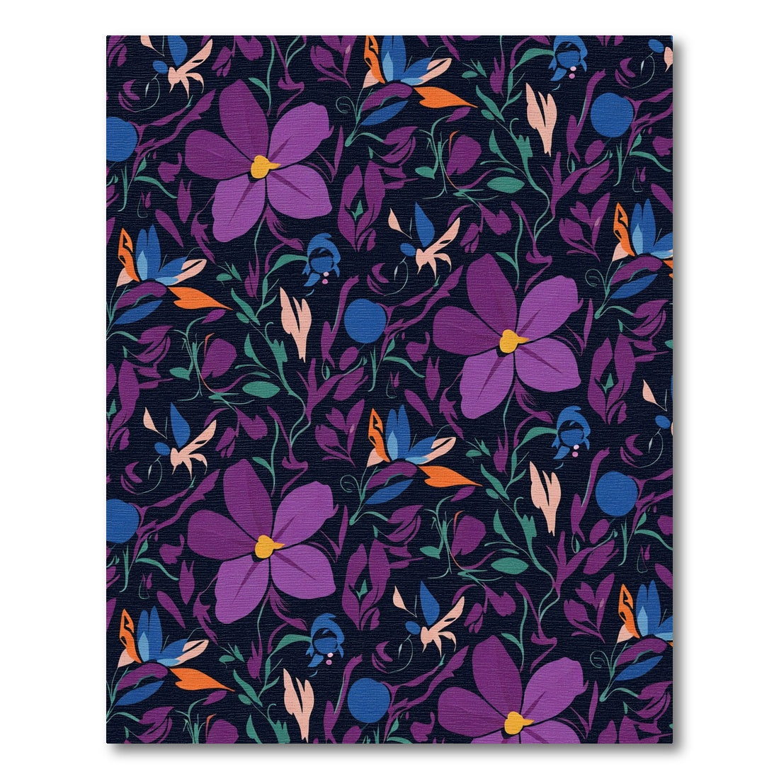 Bold Purple Blue Floral Garden Rug