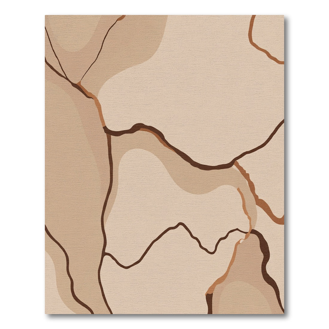 Earthy Brown Abstract Organic Flow Rug
