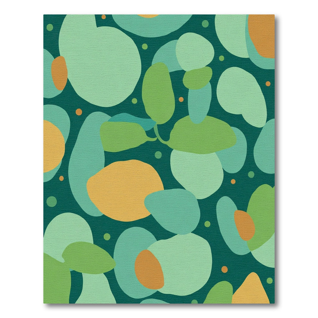 Teal Ochre Abstract Organic Shapes Rug