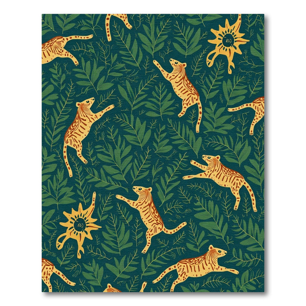 Jungle Cat Emerald Green Foliage Rug