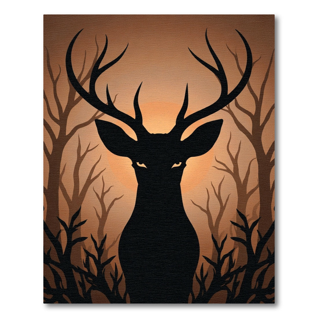 Mysterious Black Stag Forest Glow Rug