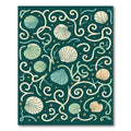 Teal Seashell Swirls Coastal Delight Rug