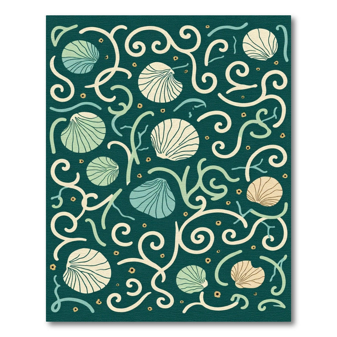 Teal Seashell Swirls Coastal Delight Rug