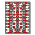 Crimson Red Gray Geometric Blocks Rug