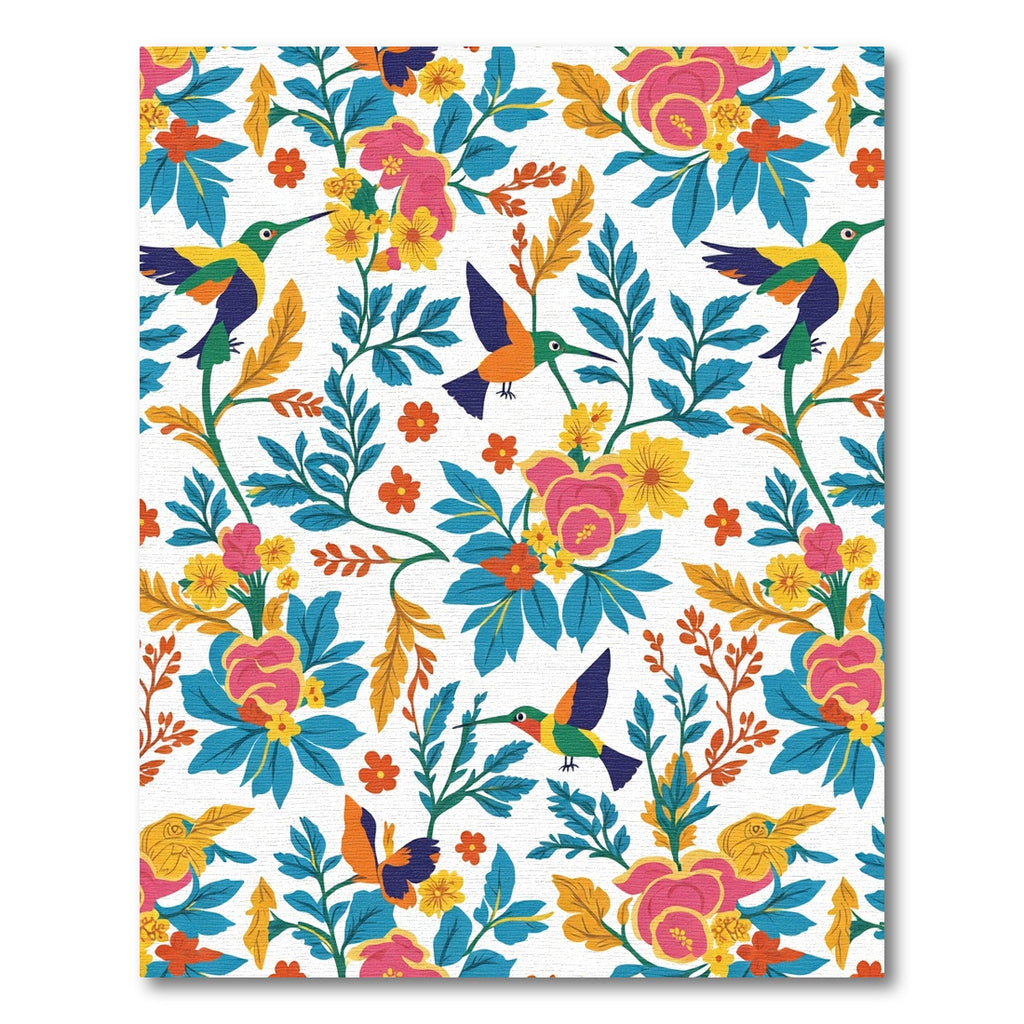 Vibrant Hummingbird Floral Meadow Rug