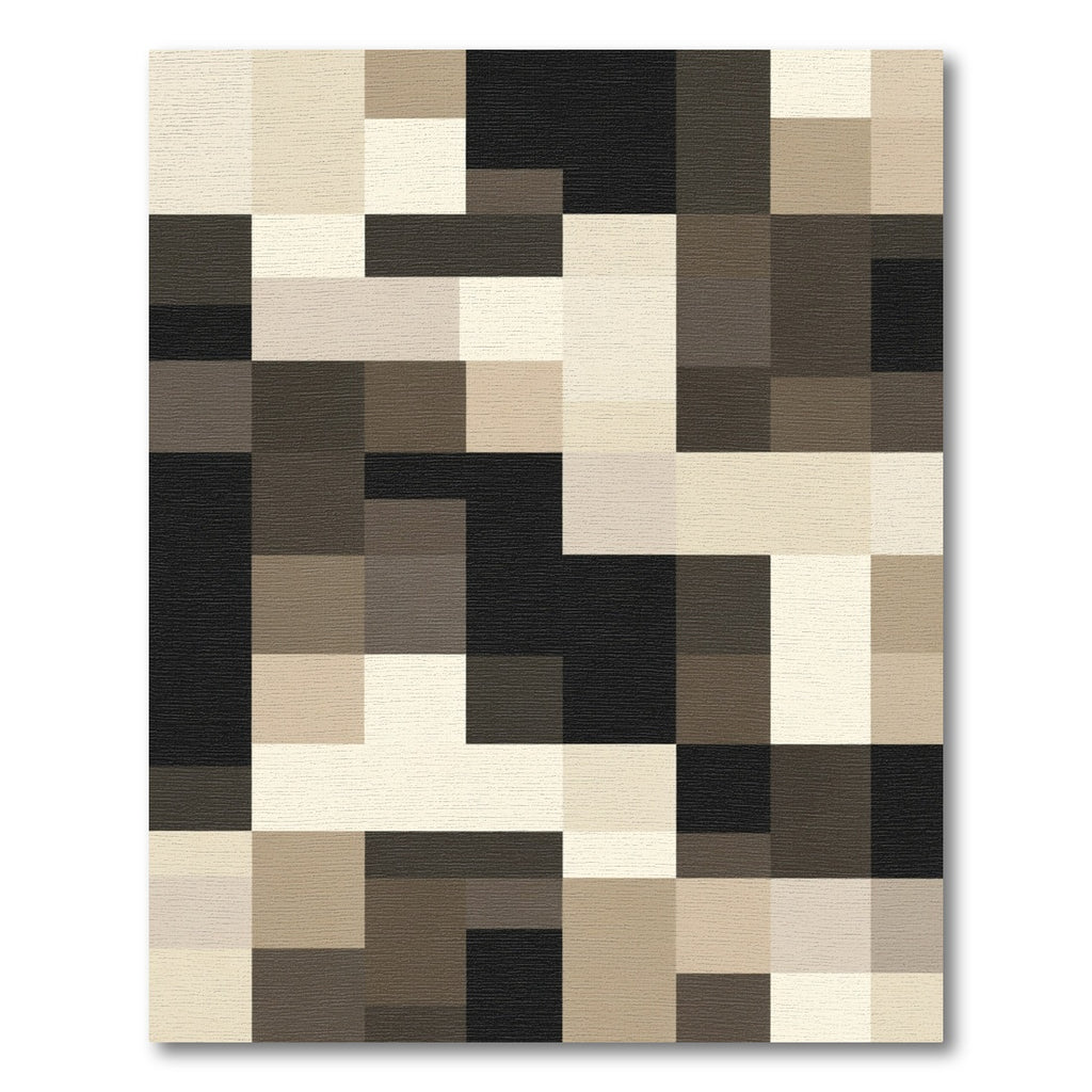 Neutral Tones Geometric Grid Rug
