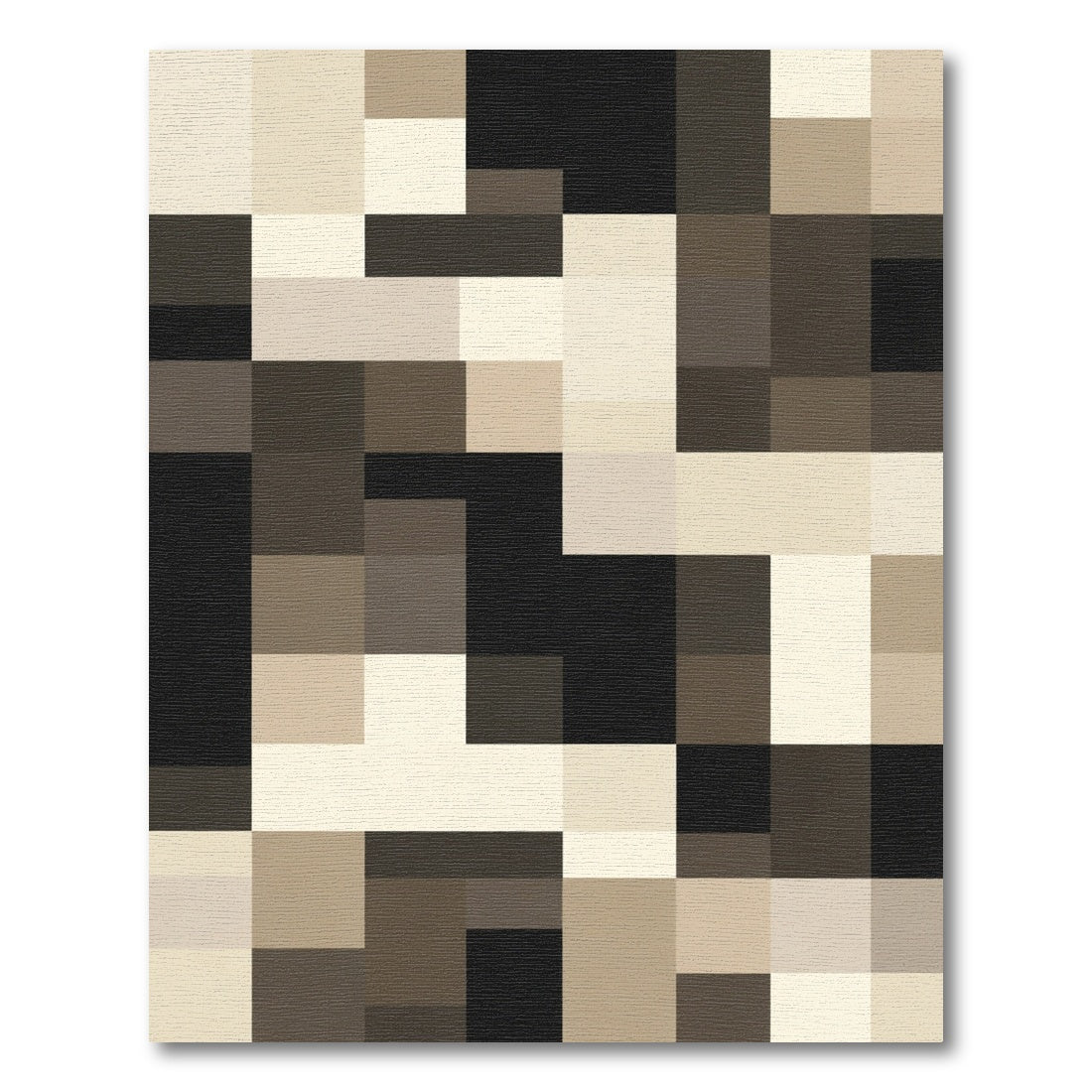 Neutral Tones Geometric Grid Rug