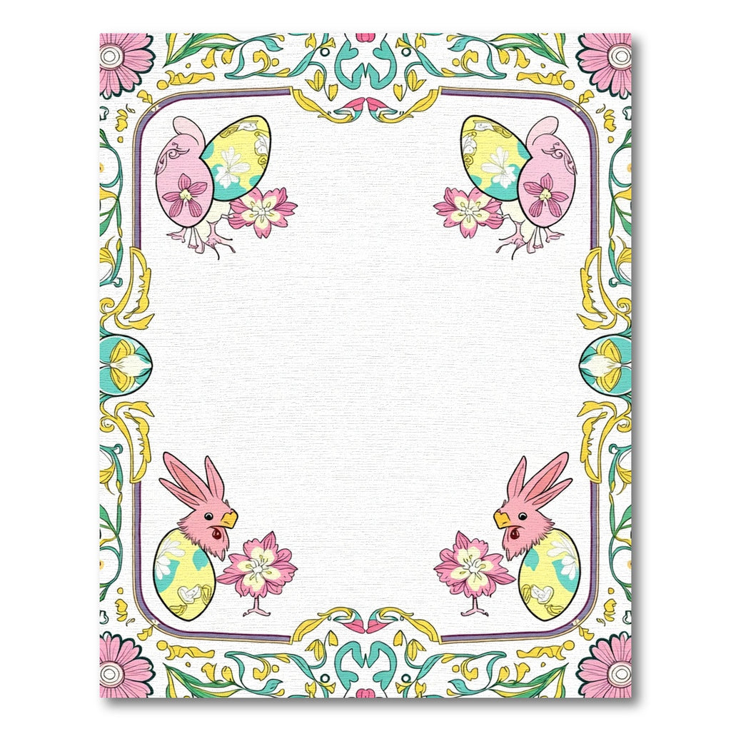 Pink Bunny Egg Floral Border Rug