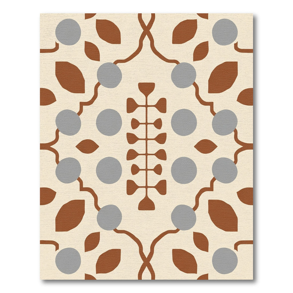 Terracotta Tan Grey Floral Branch Rug