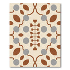 Terracotta Tan Grey Floral Branch Rug