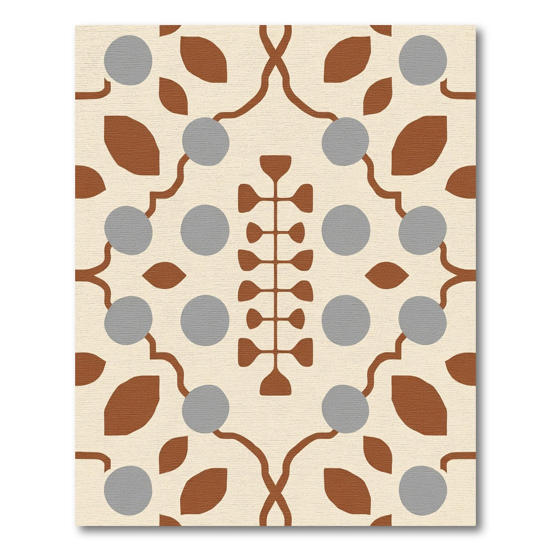 Terracotta Tan Grey Floral Branch Rug