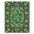Green Yellow Birds Floral Border Rug