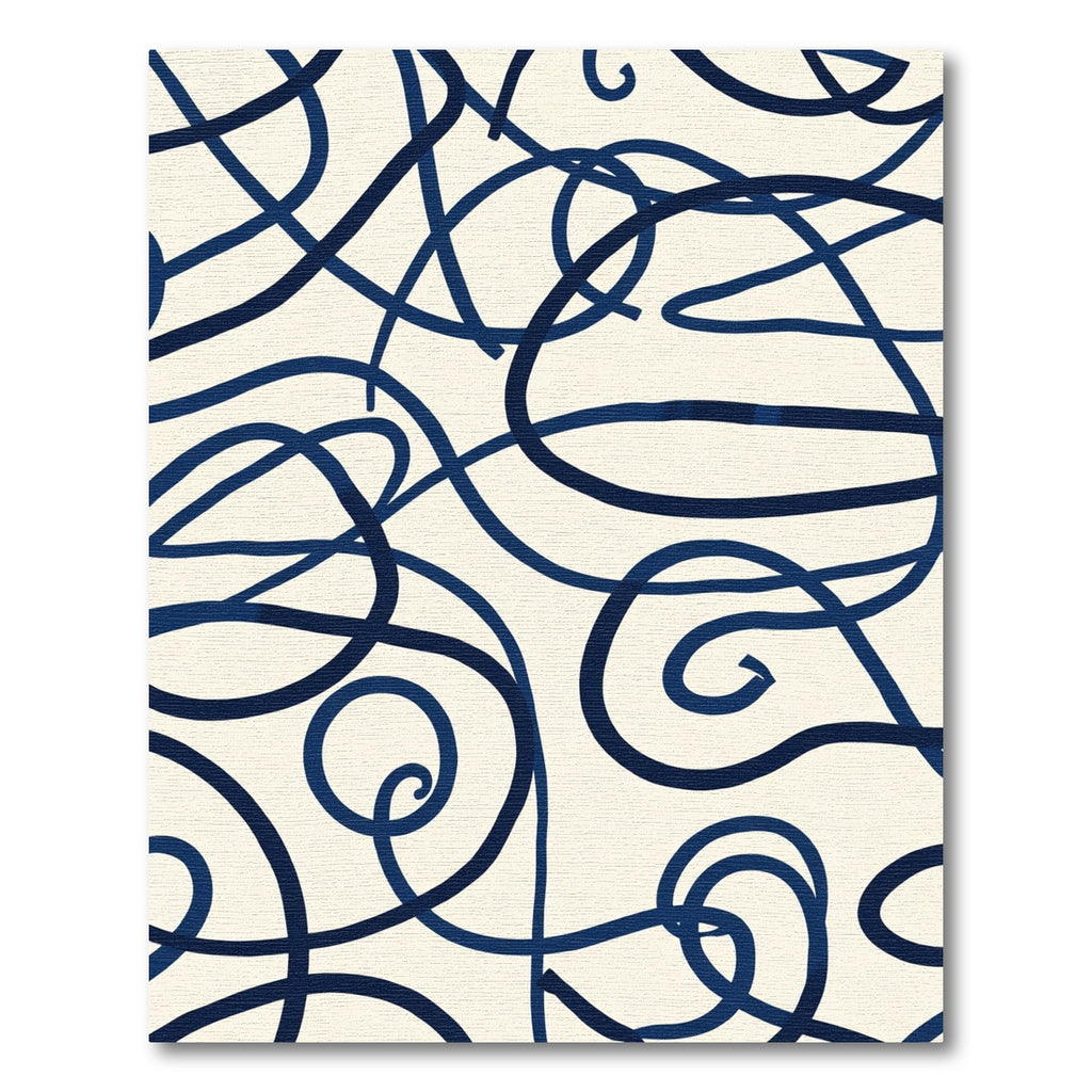 Navy Blue Swirl Abstract Loop Rug