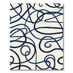 Navy Blue Swirl Abstract Loop Rug